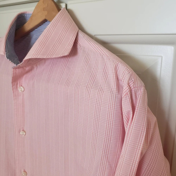 Isaac Mizrahi 16.5 32/33 Check Dress Shirt Flip Cuff - Picture 3 of 8